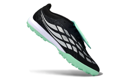 Adidas Predator 26 Elite Fold-Over Tongue TF Football Shoes - Black/Mint Green/Metallic Silver