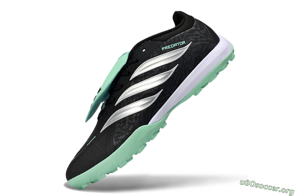 Adidas Predator 26 Elite Fold-Over Tongue TF Football Shoes - Black/Mint Green/Metallic Silver 5