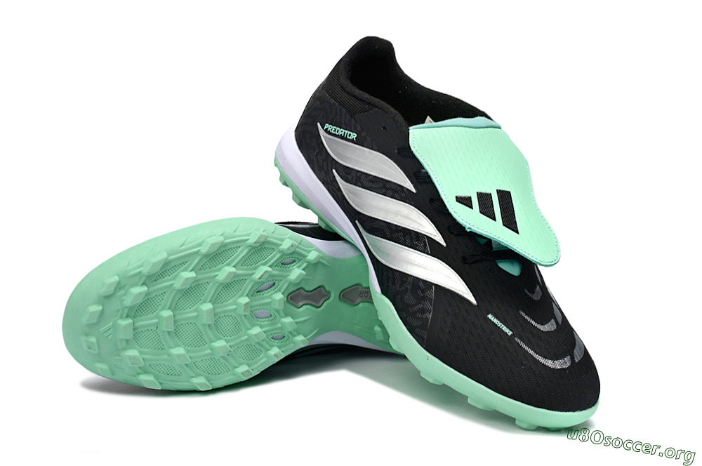 Adidas Predator 26 Elite Fold-Over Tongue TF Football Shoes - Black/Mint Green/Metallic Silver 0