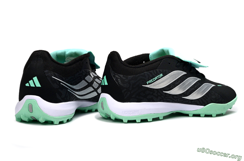 Adidas Predator 26 Elite Fold-Over Tongue TF Football Shoes - Black/Mint Green/Metallic Silver 6