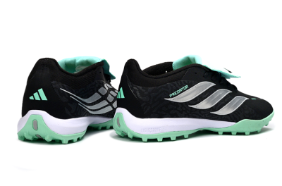 Adidas Predator 26 Elite Fold-Over Tongue TF Football Shoes - Black/Mint Green/Metallic Silver