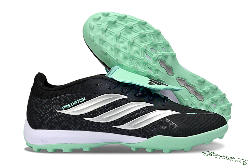 Adidas Predator 26 Elite Fold-Over Tongue TF Football Shoes - Black/Mint Green/Metallic Silver 2