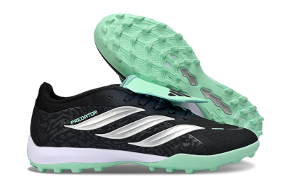 Adidas Predator 26 Elite Fold-Over Tongue TF Football Shoes - Black/Mint Green/Metallic Silver