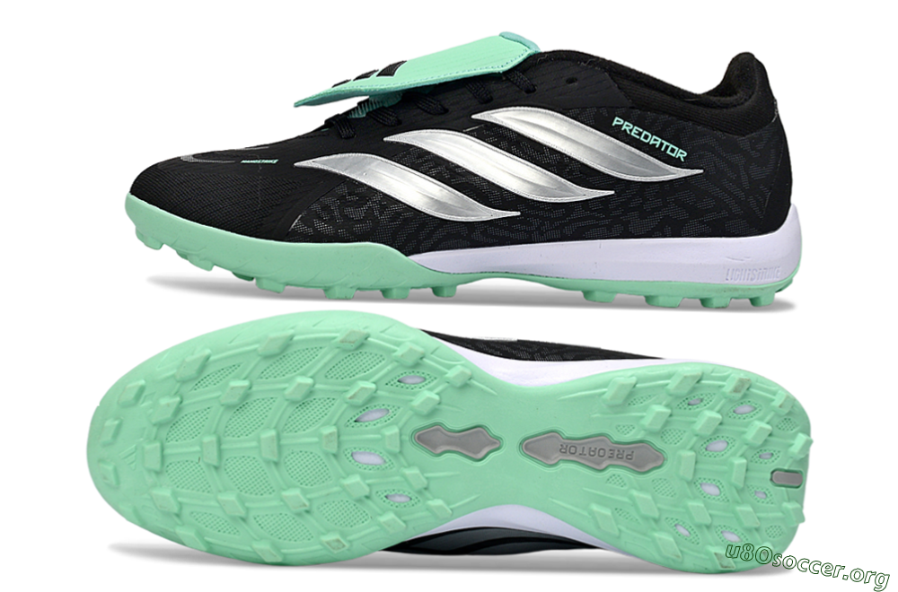 Adidas Predator 26 Elite Fold-Over Tongue TF Football Shoes - Black/Mint Green/Metallic Silver 1