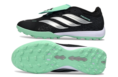 Adidas Predator 26 Elite Fold-Over Tongue TF Football Shoes - Black/Mint Green/Metallic Silver