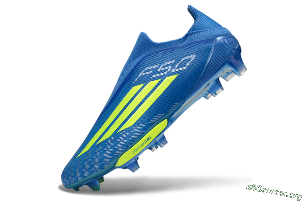 Adidas F50+ Elite Lightstrike Pro Laceless FG Football Boots - Blue/Vibrant Blue/Lime Green 5