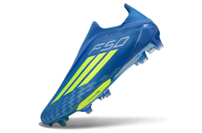 Adidas F50+ Elite Lightstrike Pro Laceless FG Football Boots - Blue/Vibrant Blue/Lime Green