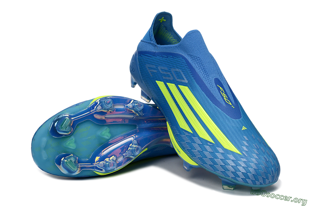 Adidas F50+ Elite Lightstrike Pro Laceless FG Football Boots - Blue/Vibrant Blue/Lime Green 0