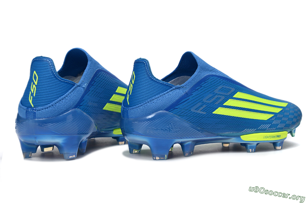 Adidas F50+ Elite Lightstrike Pro Laceless FG Football Boots - Blue/Vibrant Blue/Lime Green 6