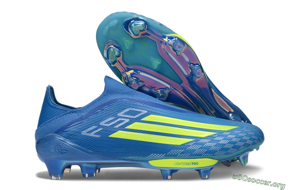 Adidas F50+ Elite Lightstrike Pro Laceless FG Football Boots - Blue/Vibrant Blue/Lime Green 2