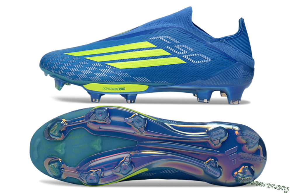 Adidas F50+ Elite Lightstrike Pro Laceless FG Football Boots - Blue/Vibrant Blue/Lime Green 1