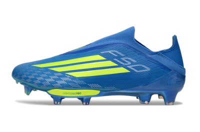 Adidas F50+ Elite Lightstrike Pro Laceless FG Football Boots - Blue/Vibrant Blue/Lime Green