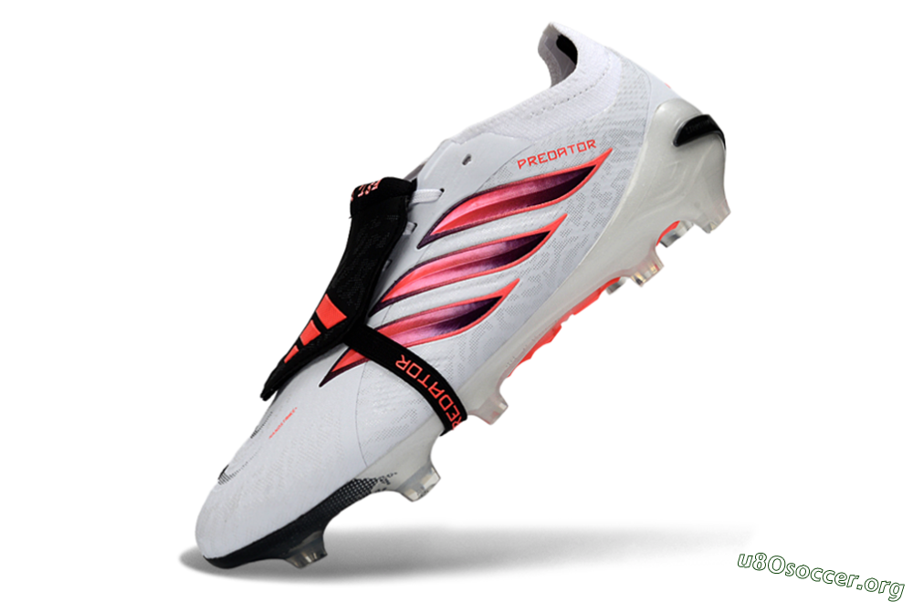 Adidas Predator 26 Elite Fold-Over Tongue FG Football Boots - White/Vibrant Coral/Black 5
