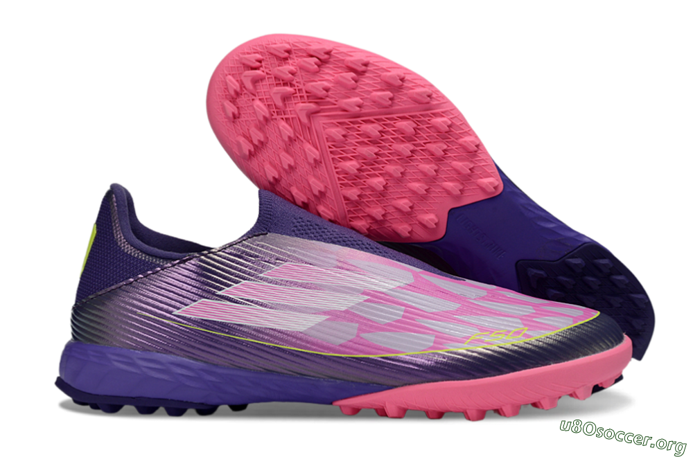 Adidas F50 Pro Laceless TF Football Shoes - Purple/Bright Pink/Neon Yellow 2