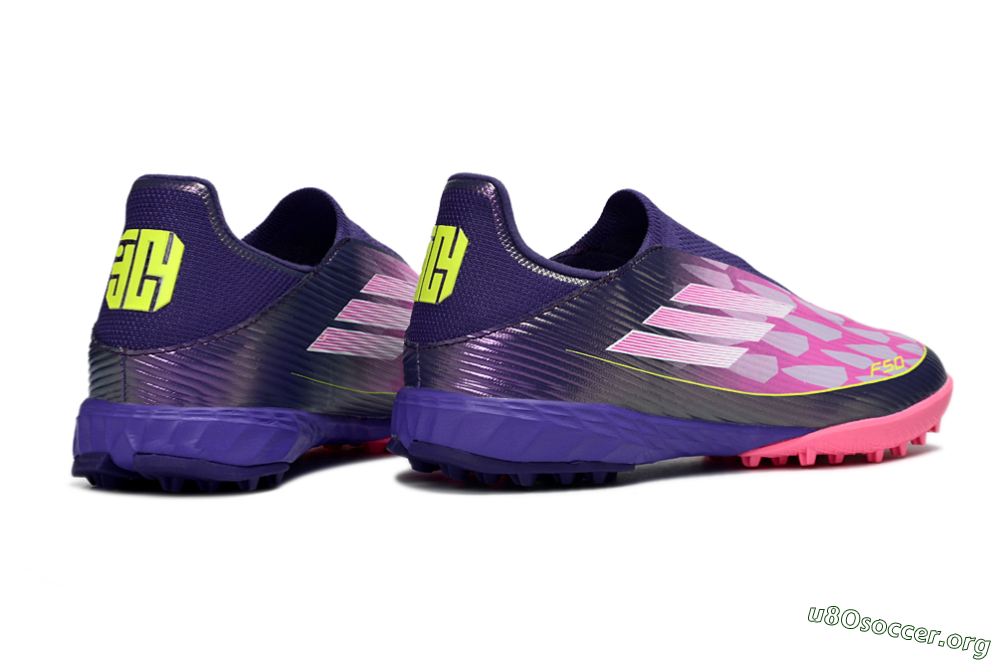 Adidas F50 Pro Laceless TF Football Shoes - Purple/Bright Pink/Neon Yellow 6