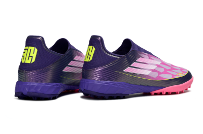 Adidas F50 Pro Laceless TF Football Shoes - Purple/Bright Pink/Neon Yellow
