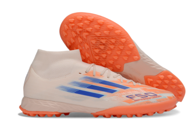 Adidas F50 Elite Mid TF Football Shoes - Peach/Electric Orange/Classic Blue