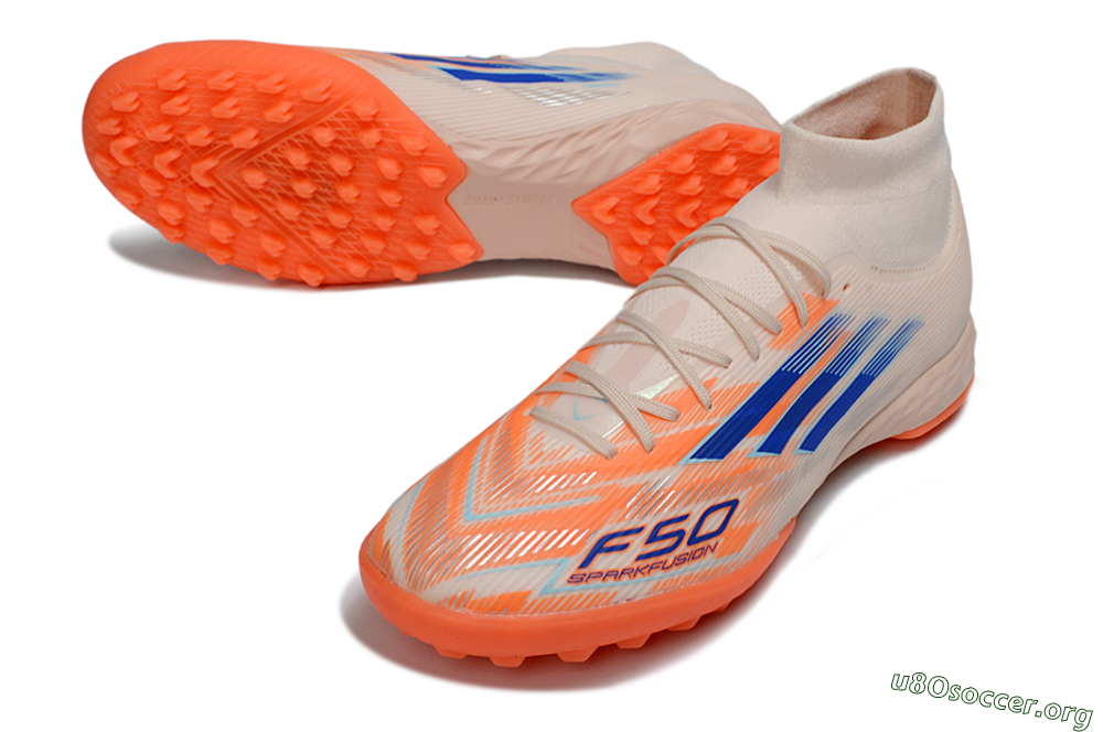 Adidas F50 Elite Mid TF Football Shoes - Peach/Electric Orange/Classic Blue 0