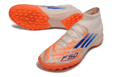 Adidas F50 Elite Mid TF Football Shoes - Peach/Electric Orange/Classic Blue
