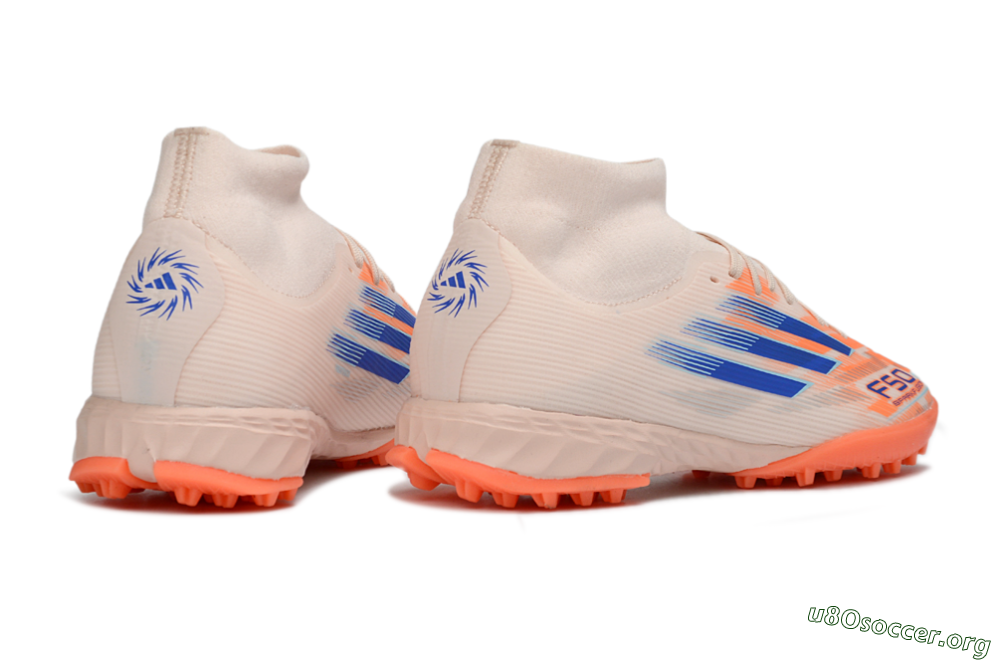 Adidas F50 Elite Mid TF Football Shoes - Peach/Electric Orange/Classic Blue 6