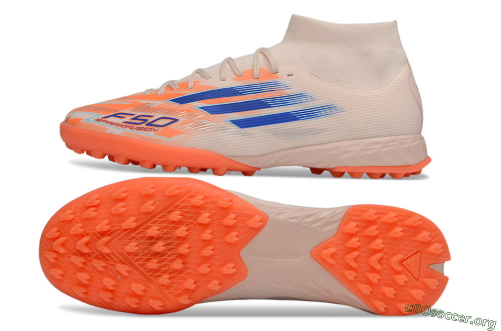 Adidas F50 Elite Mid TF Football Shoes - Peach/Electric Orange/Classic Blue 1