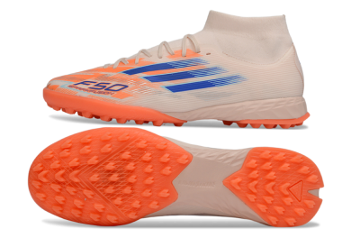 Adidas F50 Elite Mid TF Football Shoes - Peach/Electric Orange/Classic Blue
