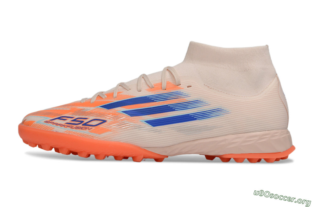 Adidas F50 Elite Mid TF Football Shoes - Peach/Electric Orange/Classic Blue 3