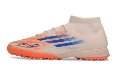 Adidas F50 Elite Mid TF Football Shoes - Peach/Electric Orange/Classic Blue