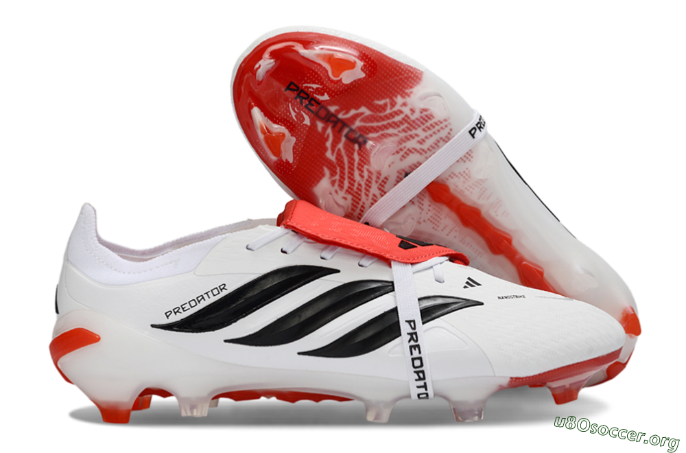 Adidas Predator 26 Elite Fold-Over Tongue FG Football Boots - White/Fiery Red/Black 2