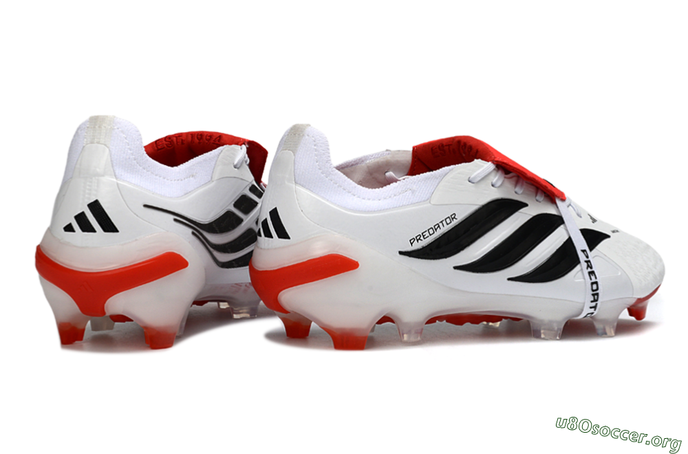 Adidas Predator 26 Elite Fold-Over Tongue FG Football Boots - White/Fiery Red/Black 6