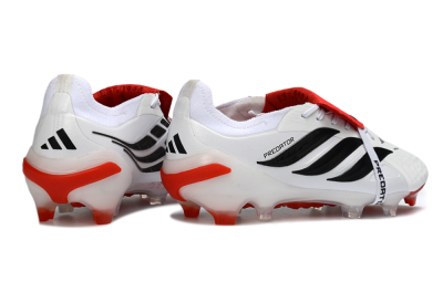 Adidas Predator 26 Elite Fold-Over Tongue FG Football Boots - White/Fiery Red/Black
