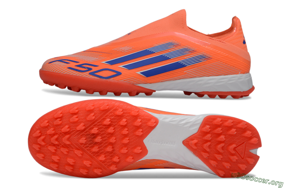 Adidas F50 Elite Laceless TF Football Shoes - Peach/Coral Burst/Deep Ocean 1