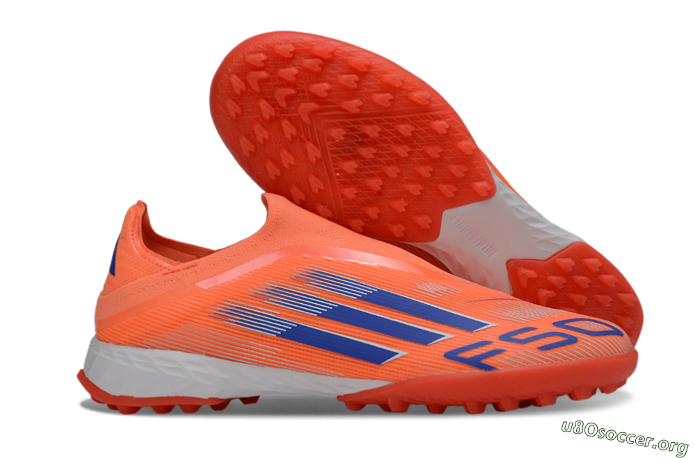Adidas F50 Elite Laceless TF Football Shoes - Peach/Coral Burst/Deep Ocean 2