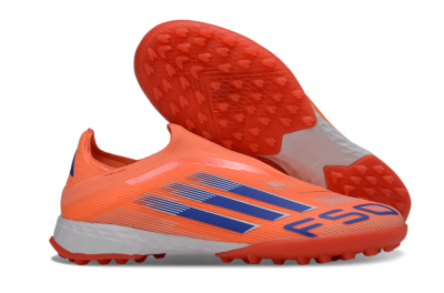 Adidas F50 Elite Laceless TF Football Shoes - Peach/Coral Burst/Deep Ocean