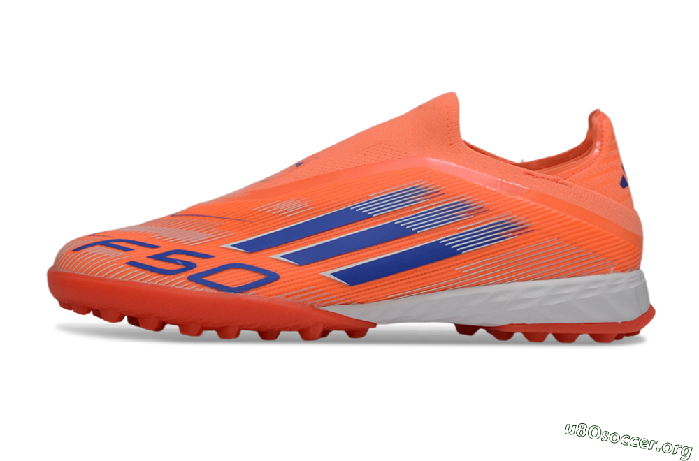 Adidas F50 Elite Laceless TF Football Shoes - Peach/Coral Burst/Deep Ocean 3