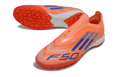 Adidas F50 Elite Laceless TF Football Shoes - Peach/Coral Burst/Deep Ocean