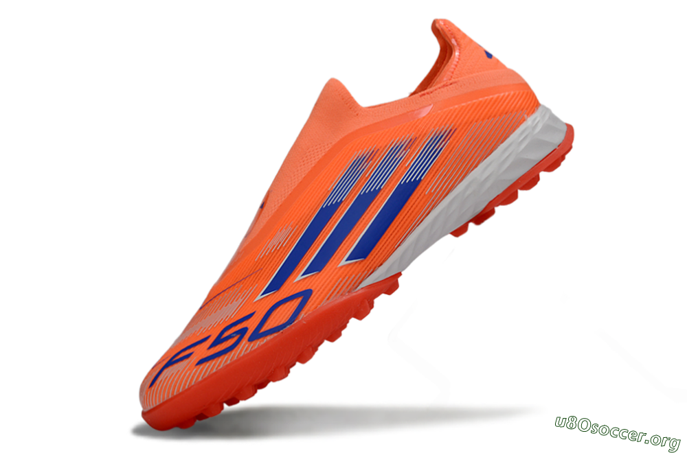 Adidas F50 Elite Laceless TF Football Shoes - Peach/Coral Burst/Deep Ocean 5