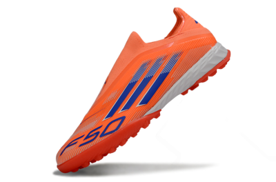 Adidas F50 Elite Laceless TF Football Shoes - Peach/Coral Burst/Deep Ocean