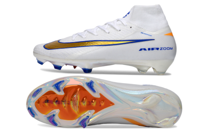 Nike Air Zoom Mercurial Superfly 10 Elite FG Football Boots - White/Metallic Gold/Blue