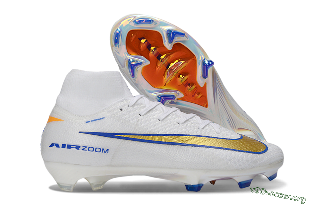 Nike Air Zoom Mercurial Superfly 10 Elite FG Football Boots - White/Metallic Gold/Blue 2