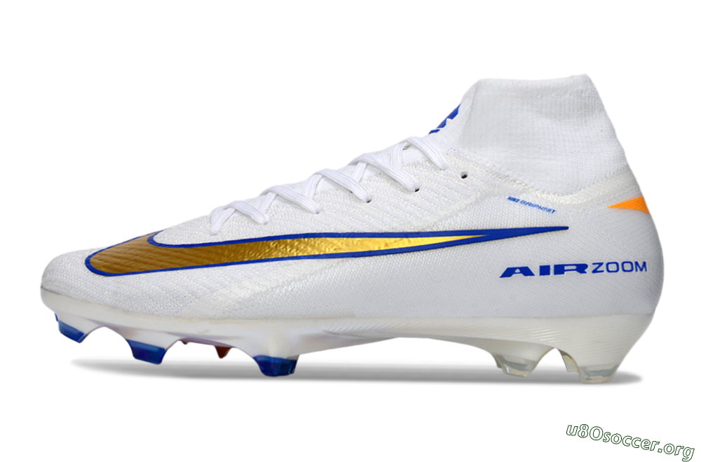 Nike Air Zoom Mercurial Superfly 10 Elite FG Football Boots - White/Metallic Gold/Blue 3