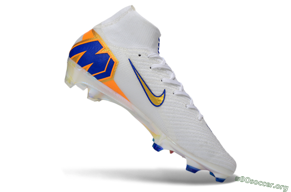 Nike Air Zoom Mercurial Superfly 10 Elite FG Football Boots - White/Metallic Gold/Blue 4