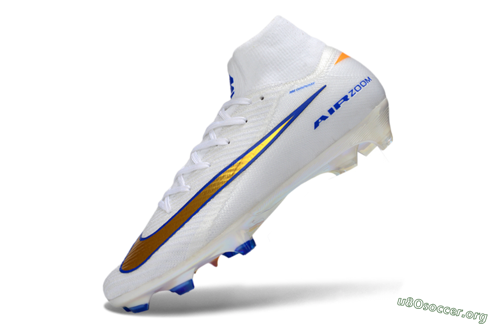 Nike Air Zoom Mercurial Superfly 10 Elite FG Football Boots - White/Metallic Gold/Blue 5