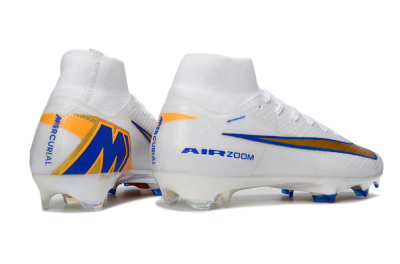 Nike Air Zoom Mercurial Superfly 10 Elite FG Football Boots - White/Metallic Gold/Blue