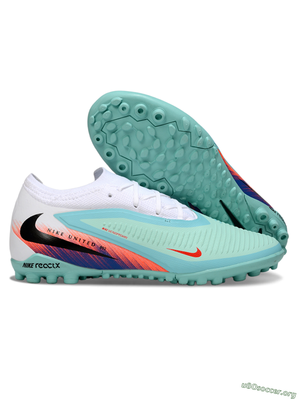 Nike Phantom 6 Elite Low TF Football Shoes - Aqua/Coral Blue/Neon Orange 2