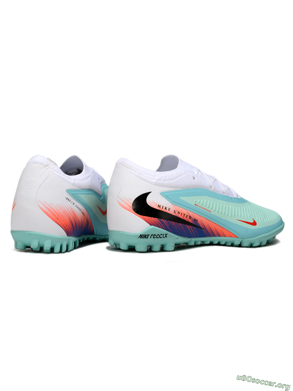 Nike Phantom 6 Elite Low TF Football Shoes - Aqua/Coral Blue/Neon Orange 6