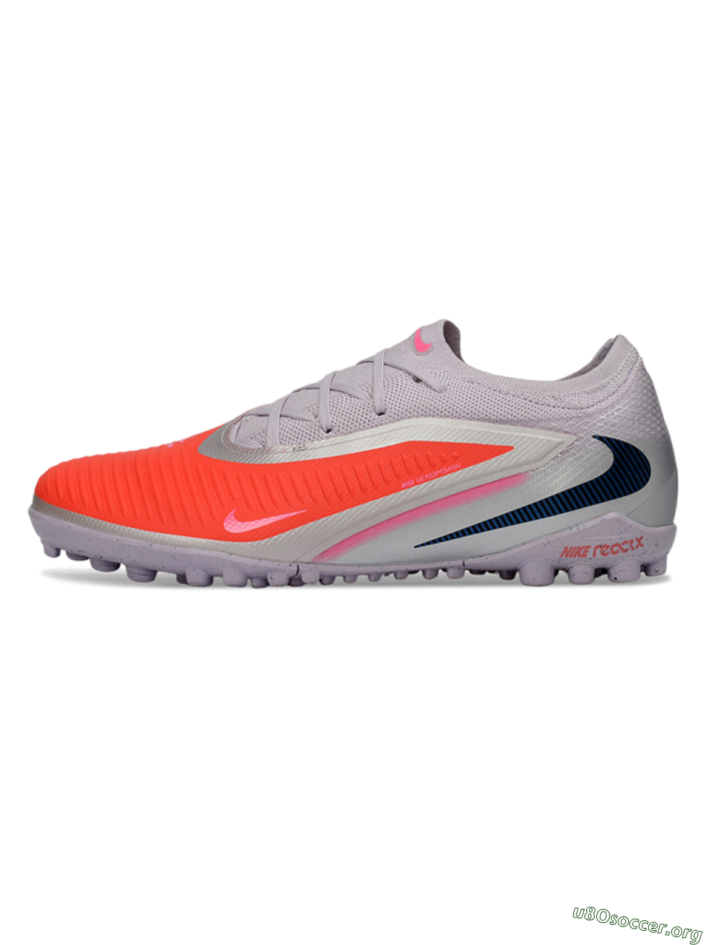 Nike Phantom 6 Elite Low TF Football Shoes - Pink/Fiery Coral/Sleek Grey 3