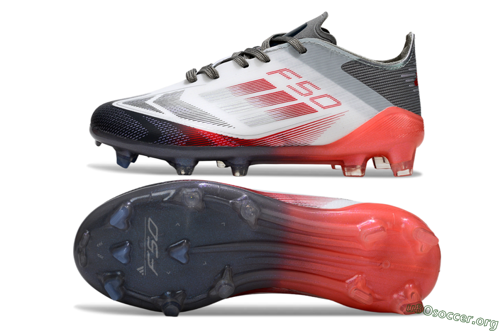 Adidas F50 Elite FG Football Boots - White/Crimson Burst/Grey Fade 1