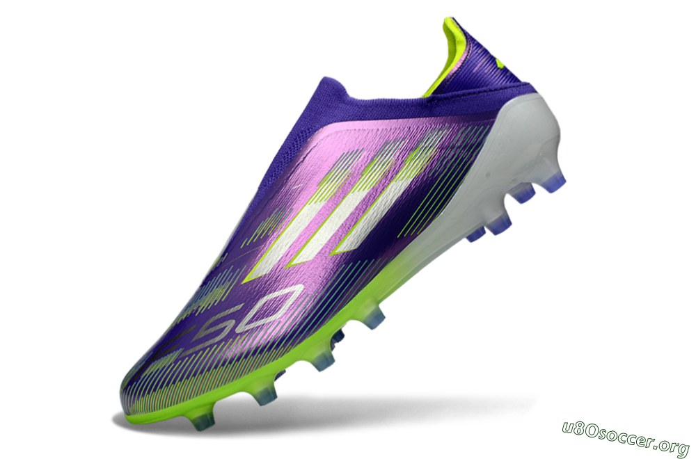 Adidas F50 Elite Laceless AG Football Boots - Purple/Electric Green/Metallic Purple 6