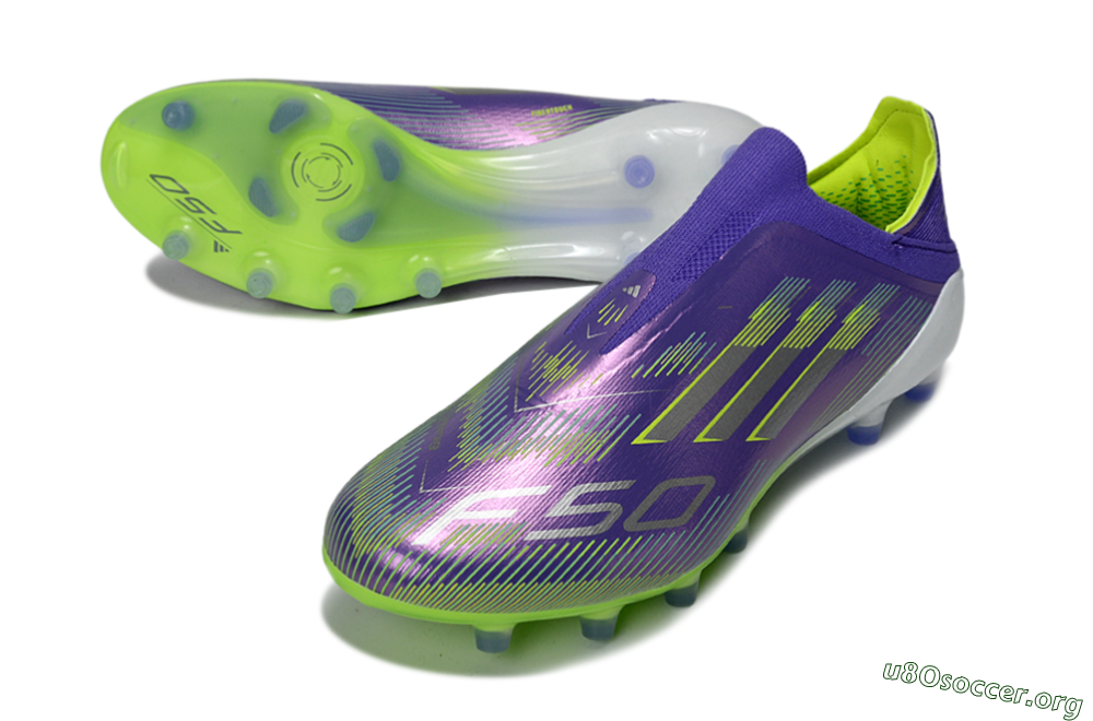 Adidas F50 Elite Laceless AG Football Boots - Purple/Electric Green/Metallic Purple 0